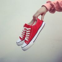 高帮帆布鞋女ulzzang2020秋季新款布鞋百搭高帮潮鞋子休闲板鞋夏 红色 低帮 [经典]A01 35 标准码