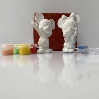 彩绘石膏娃娃儿童玩具男孩小女孩生日diy手工制作礼物材料涂色 红纸盒装(2个)送颜料笔盘(款随机)