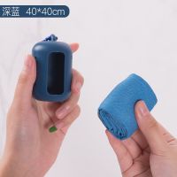 洗脸毛巾套装毛巾盒浴巾毛巾旅行家用便携装多功能吸水毛巾浴巾 速干毛巾-深蓝色(小号)