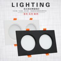 筒灯 led天花灯嵌入式长方形格栅灯正黑色斗胆灯单头双头豆胆射灯 白光 黑壳-开孔10*10-单头9W