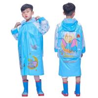 雨衣儿童雨衣小孩男女童小学生幼儿园宝宝防水充气帽檐加大书包位 蓝色小飞象 XL(100-115)
