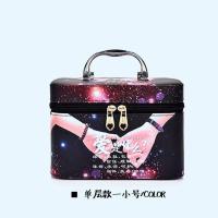 新款便携女式化妆包时尚大容量多功能收纳手提旅行收纳双层化妆箱 小号单层往后余生1