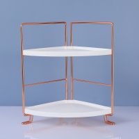 化妆品收纳架多层万能置物架多功能浴室架子置物架厨房调料架子 两层扇形玫瑰金色