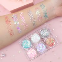 6盒装眼妆亮片免胶水闪粉啫喱眼影膏亮晶晶六一儿童化妆贴脸饰品 网红女神组合