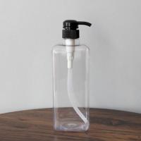 1000毫升方形塑料瓶大容量分装瓶空瓶按压式洗发水洗手液等用两色 透明瓶+黑色压泵