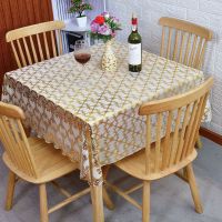 正方形桌布防水防烫防油免洗八仙桌台布欧式PVC塑料麻将桌盖布 折扇金/137*137