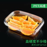 一次性水果捞拼盘盒子带盖长方形透明分格打包盒沙拉鲜果切盒摆摊 单格20套不含水果叉