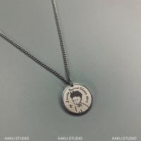 小王子项链ins圆牌硬币吊坠项链男女潮冷淡风嘻哈钛钢百搭配饰 银色