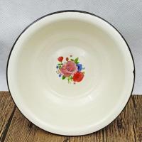 老式搪瓷面盆结婚喜盆洗菜盆搪瓷加厚加深洗脸盆洗脚洋瓷盆 24cm精品盆随机花