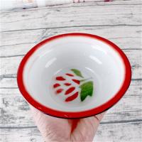 加厚搪瓷卷边碗米饭碗搪瓷菜盆带花搪瓷盆猪油碗家用卷边饭盆汤盆 16cm花卷边 1个装