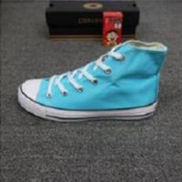 莆田新款标all star高低帮帆布鞋经典款男女鞋夏季学生韩版情侣鞋 浅蓝高帮 送专柜手提袋 45 鞋子偏大一码