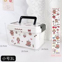 手提收纳箱学生宿舍桌面杂物收纳盒分格整理箱化妆品文具储物盒子 小号3L-送贴纸