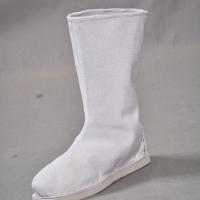 古装汉服靴子国学三字经鞋子大臣书生中式长筒戏曲演出布靴古装靴 白色 26