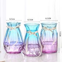 [3件套]玻璃花瓶透明水培富贵竹百合玫瑰插花客厅干花鲜花摆件 15新钻+15南折+15钻石(蓝紫色