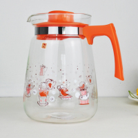 耐热玻璃冷水壶大容量家用印花开水壶泡茶壶果汁壶 1500毫升橙色