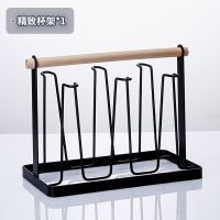 玻璃杯带把耐高温待客泡茶杯子家庭喝水杯具家用客厅高硼茶具套装 电镀杯架[通用款]