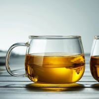 耐热玻璃茶杯加厚锤纹三件杯花茶杯带盖水杯办公杯过滤泡茶杯 300毫升园趣单杯