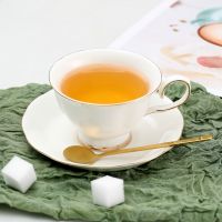 欧式奢华咖啡杯约200ml英式下午茶茶具花茶杯 轻奢简约咖啡杯套装 金边 1杯1碟1勺约200ml