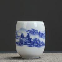 青花瓷大号茶杯景德镇陶瓷茶具水杯个人杯日式茶杯山水画杯子家用 青花瓷大号茶杯景德镇陶瓷茶具水杯个人杯日式茶杯山水画杯子家