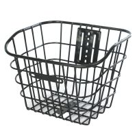 电动车车筐电瓶车车篮电自行车车筐车篓菜篮子宠物篮加大带盖通用 B款大号车筐+前安装配件(无盖)