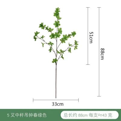 仿真日本吊钟叶马醉木多瓣叶室内桌面装饰叶子样板房玄关绿植摆件 5叉过胶日本吊钟 春天绿 1支