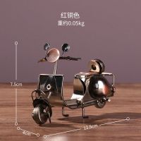 复古摩托车模型摆件铁艺金属创意家居客厅装饰品玄关工艺品小摆设 红铜色