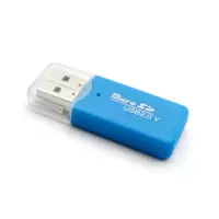 迷你 读卡器高速USB2.0读卡器 手机音响MicroTF卡车载 便携读卡器 冰爽蓝色 1个装