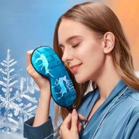 冰丝真丝蒸汽眼罩冰袋USB充电热敷缓解眼疲劳男女助睡眠睡觉遮光 双面真丝-蓝色星空鹿 遮光款[隔音耳塞+防尘袋]