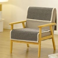 椅子坐垫绑带加厚布艺四季座垫棉布办公室学生餐椅凳子垫 小格黑白 40*40cm