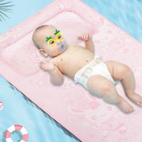 南极人婴儿凉席冰丝席送枕头儿童夏天婴儿床可用幼儿园宝宝夏季 粉底印小兔[送荞麦枕头] 120*65cm