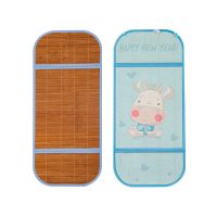 婴儿推车凉席宝宝儿童冰丝垫子双面透气通用可折叠宝宝床席童车垫 双面33*75尺寸 呆萌牛竹席双面