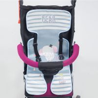 婴儿手推车通用凉席垫冰丝夏季透气新生儿bb宝宝小安全座椅竹席子 冰丝条纹小象五点式 75cmX33cm