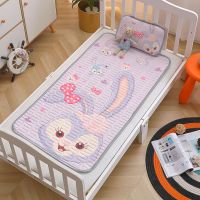 儿童乳胶凉席两件套幼儿园宝宝午睡席5mm加厚空调软席可折叠水洗 紫兔兔 60x120cm席子十枕套关注送枕芯