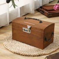 密码锁存钱罐大容量带锁储蓄罐可存可取只进不出成人儿童存钱箱 [中号]复古色