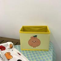 简约夏季新款水果无纺布收纳盒便携可折叠少女心杂物整理盒储物盒 收纳盒 黄色橘子