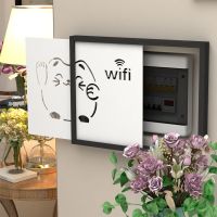 免打孔电表箱装饰画多媒体遮挡箱配电箱装饰画电闸盒电源开关遮挡 招财猫-黑框-推拉(不带摆件) 内径:宽34高25厚2..