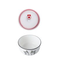 圆形饭盒陶瓷密封便当盒多格专用分格微波炉加热带盖上班族保鲜碗 起司猫5寸汤碗