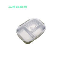 自加热饭盒不插电大容量发热包免注水上班族304宿舍户外蒸煮袋子 北欧绿 三格（光饭盒）