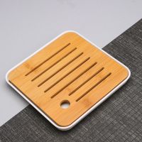 简约功夫茶盘套装迷你储水排水两用密胺干泡小茶台新中式家用托盘 正方盘白色19.6*19.6*2.8