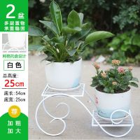 加粗欧式多层铁艺花架绿萝花架简约阳台落地多肉花盆架子客厅花架 白色 两层