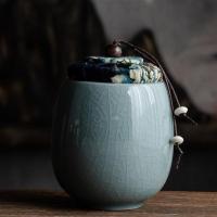密封茶叶罐陶瓷茶盒茶仓旅行储物罐普洱罐存茶罐特价茶具 [钧]哥窑布盖粉青