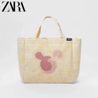 ZARA 女包2021新款 童包米奇帆布包米老鼠单肩印花扎染购物包 淡黄色米奇
