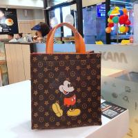 包包女2020新款皮质韩版可爱米奇手提包少女百搭卡通特托包妈咪包 黑色