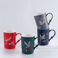 马克杯带盖勺水杯女生高颜值杯子古风中国风带盖带勺子咖啡杯陶瓷 单杯无盖勺(备注款式咨询客服)