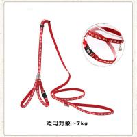 日本Petio派地奥猫咪专用牵引绳猫胸背遛猫绳带铃铛猫链子猫项圈 山茶花背红色