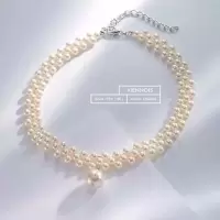 choker双层人工珍珠项链时尚脖子饰品短款锁骨链女项圈颈带颈链 主图款