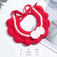 猫围脖项圈手工毛线编织宠物围脖宠物拍照饰品幼猫小奶猫猫咪项圈 毛线围脖领结-红色 S-小号