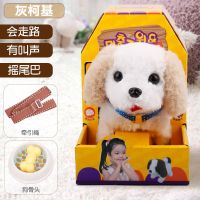 儿童玩具狗狗走路会唱歌仿真泰迪狗毛绒电动会说话的牵绳机器小狗 灰柯基[狗屋+狗盆+骨头+牵引绳] 电池版-[即可玩]