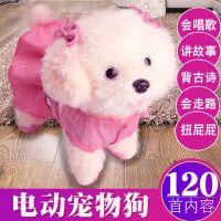 儿童电动玩具狗狗会走路会叫会唱歌仿真泰迪狗牵绳毛绒电子宠物狗 公主狗-粉色衣服 【送电池】120首歌曲+故事+诗词