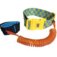 防丢儿童安全绳防走丢带宝宝牵引绳遛娃神器防丢绳小孩防走失手环 蓝黄2M-钢丝绳2密码锁 2米